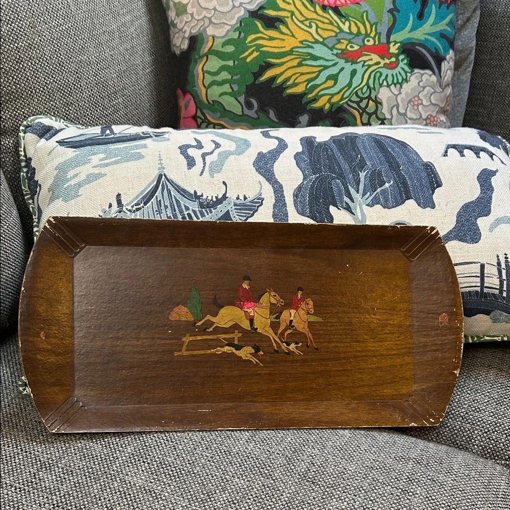Elegant Brown Vintage Decorative Equestrian Dog Vanity Tray